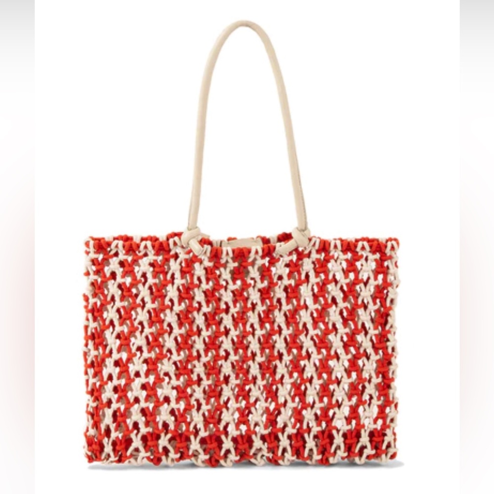 New Clare V Sandy purse in red& sandy mesh